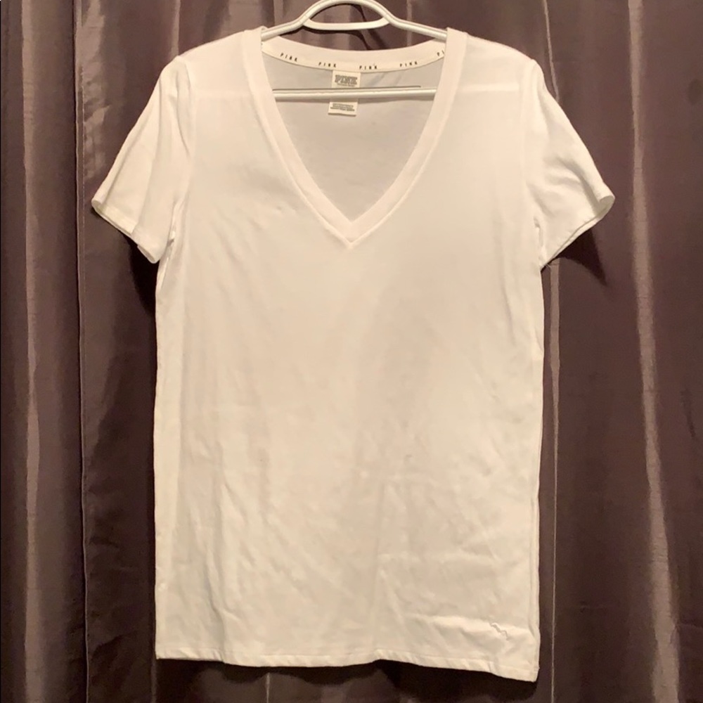 White V-neck “PINK” shirt